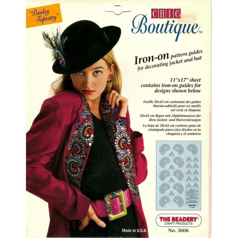 Chic Boutique Iron On Pattern Guides for Decorating With Beads Paisley Tapestry